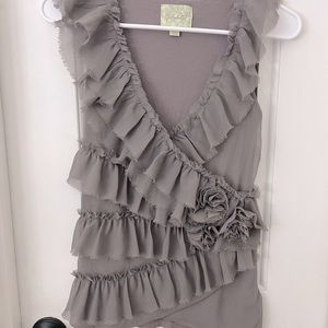 Anthropologie Deletta lavender ruffled top XS